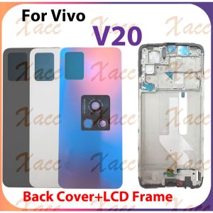 For VIVO V20 5g V2025 V2024 Battery Back Cover Full Set with Middle Frame Buttons Camera Lens Frame LCD Front Frame Replacement