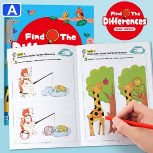 Toddler Early Learning Visual Puzzle Pad 32 Pages Kids Spot The Difference Game Left Right Brain Exercise Logical Thinking Pattern Recognition Concentration Activity Kit