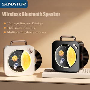 SUNATUR Portable Bluetooth Small Speaker Creative Retro Record Speaker Mini Bass 360° Surround Sound Exquisite Gift