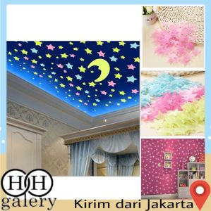 L4 - R73 Stiker Bintang Per 100pcs / Stiker Dinding / Glow In The Dark/Stiker Dekorasi 3D
