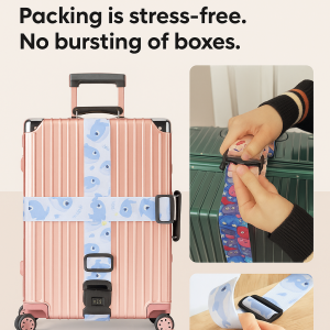 Combination Lock Luggage Strap with Buckle Cartoon Suitcase Straper Suitcase Packing Strap Tie Luggage Strap