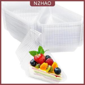 N2HAO 50 100pcs bánh lát container rõ ràng tam giác tráng miệng hộp tái sử dụng thực phẩm đóng gói hộp Stackable bánh sandwich chủ cho trái cây bánh