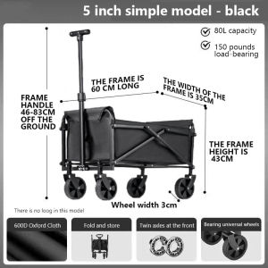Heavy Duty Folding Wagon Cart 250kg Capacity Portable Multifunctional Trolley for Beach Camping Grocery & Picnic Foldable All Terrain Wheels