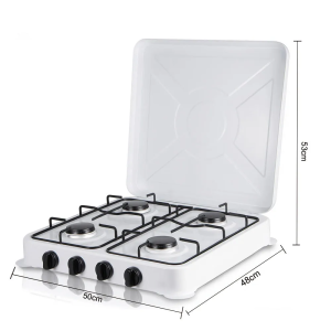 Stainless Steel Gas Stove Four Flames Heavy Duty Portable Propane Gas Natural Gas Liquefied Gas Stove Countertop Gas Stove For Home Camping Picnic RV Cooking