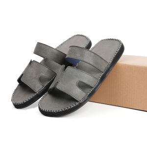 Dép da nam cao cấp Đế2cm Đúc nguyên khối siêu nhẹ may Đế dính liền mặt da 🔹Mã Sản Phẩm: X06đen