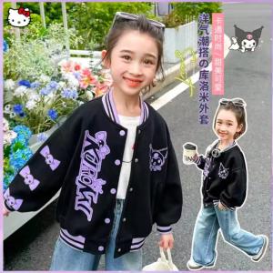 Christmas Gift Halloween Cartoon Kuromi Girls Baseball Uniform Anime Kawaii Sanrio Korean Spring Autumn New Black Fashion Tracksuit Casual Sweet Jacket