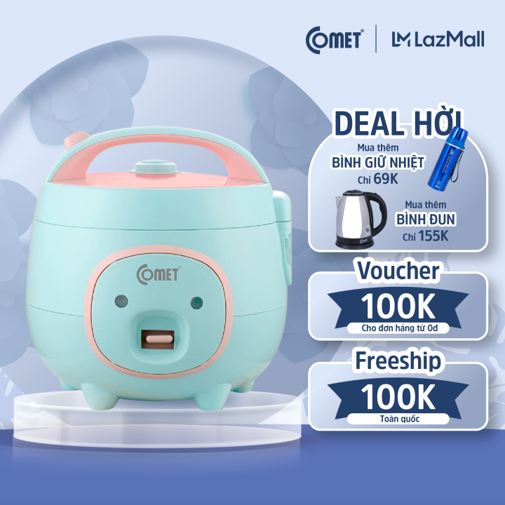 Nồi cơm điện mini nắp gài dung tích 0,8 lít, nồi cơm 1-3 người ăn, nồi ...