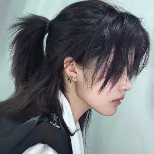 Mullet head wig mens and womens short straight hair Japanese samurai head handsome wolf tail simulation hair full headgear