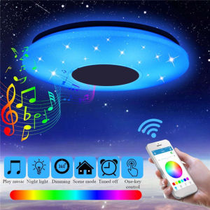LED Ceiling Light Music RGB Bluetooth Speaker Lamp Dimmable WITH Smart Remote Control App Control 360 Degree Music Play