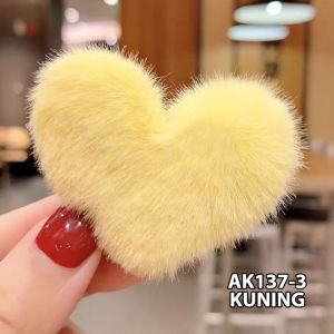 Jepit Rambut Korea Anak Perempuan Lucu Motif Love Polos Bulu Halus Aksesoris Rambut Wanita import AK137 ZIORRA
