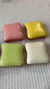 Slow Rising Squishy Toast Soft Bread Stress Relief Toy Sensory Fidget Toy Thick Moist Squeeze Toy Butter Gift Mainan Squishy Roti Slow Rising Lembut Tebal Mainan Tekan Sensori Fidget Roti Bakar Mentega Hadiah Comel慢回弹吐司捏捏乐超厚湿软面包解压玩具仿真黄油吐司手指挤压减压神器感官玩具 A575