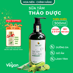 Sữa Tắm Thảo Dược thiên nhiên 300ml - Hoa Nén - Vegan - Làm sạch da dưỡng ẩm giảm ngứa mẩn đỏ thư giãn thơm tự nhiên