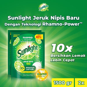 [Paket isi 2] Sunlight Sabun Cuci Piring Cair Refill Jeruk Nipis 1500gr