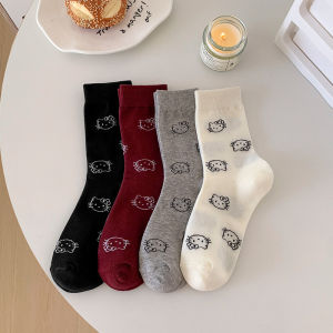 4 đôi tất Y2K Sanrio Hello Kitty vớ Hàn Quốc nữ phụ nữ vớ ống trung phim hoạt hình hoạt hình Harajuku xuân hè cotton thoáng khí