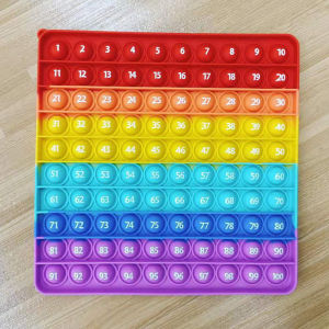 20cm pop it rainbow big size murah Sqaure Rainbow With numbers and letters Bubble Fidget Sensory Fidget Toy Stress Reliever simple dimple toy