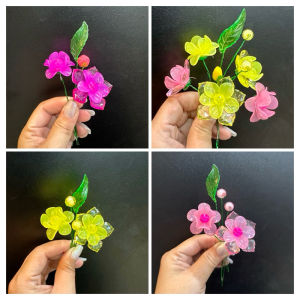 Set vật liệu tự làm 120 bông hoa mai đào (không kèm thân cây) hoa đá pha lê S0314