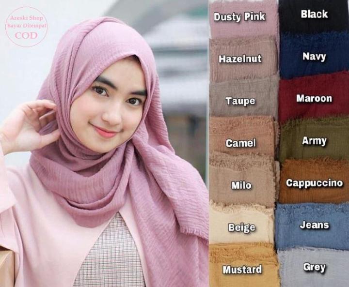 model hijab pashmina crinkle