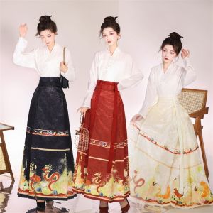 Skirt for Women Hanfu Women New Chinese Style Horse Face Skirt Daily Suit