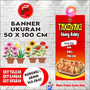 Spanduk Takoyaki / Banner Makanan Takoyaki / Banner Warung Takoyaki Banner Ukuran 50 x 100 cm Bisa COD