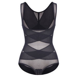 Full Body Shapewear Cross Compression Abs Shaping Body Shaper Women Slimming Bodysuit Push Up Vest Tummy Control Open Crotch
