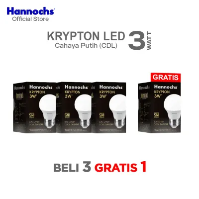 Hannochs Lampu Bohlam LED Krypton 3W Cahaya Putih (Beli 3 Gratis 1)