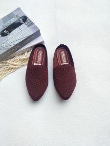 Sepatu Wanita Flat Shoes Rajut Import Lentur Elastis Soll Karet Tebal - N06