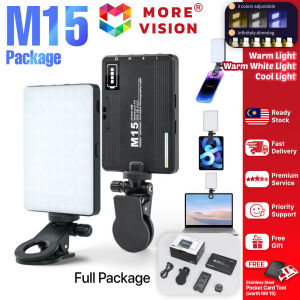 M15 LED Video Light Rechargeable Portable Fill Light RGB Color Dimmable 2500K-9000K CRI95+ Live Mini Photography Camera