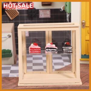 🔥🔥🔥dingdaocunz 1:12 Dollhouse Miniature Display Cabinet Cake Cabinet Mini Bread Rack Cupboard Storage Shelf Model Kitchen Furniture Decor Toy