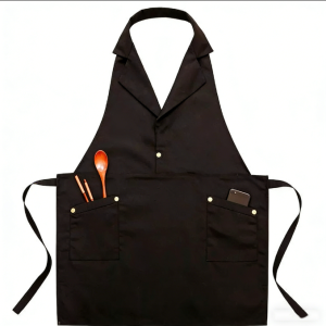 Trendy Black Suit Collar Apron with Pocket - Hot Sale! Waterproof Kitchen & Cafe Workwear