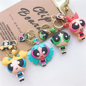 FA Special Portable Fans Jewelry Jewelry Accessories Car Pendant Anime Powerpuff Girl Key Holder Cartoon Keychains Girl Action Figure