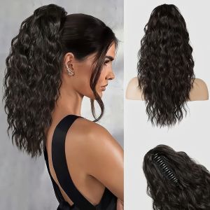 80CM perm ponytail wig wool curly hair eight tooth gripper wig fashionable curly hair wig heat-resistant synthetic fiber wig easy to wear and care for invisible and seamless natural and beautiful with multiple colors to choose from