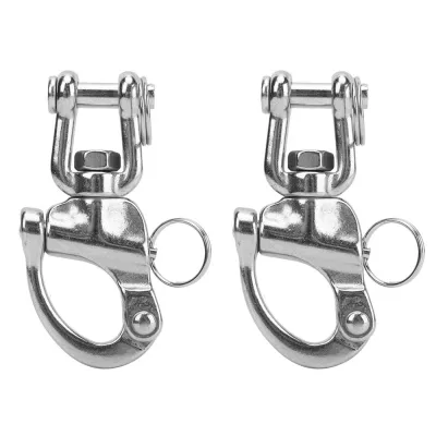 CLARO 2PCS Quick Release Snap Shackle 316 Stainless Steel 70mm/87mm Sailboat Shackles Universal High Strength Swivel Snap Shackle Sailboat Rigging