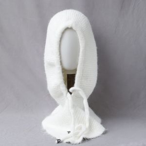 HPVDBP Trendy Style Winter Balaclava Hat Ear Protection Thick Yarn Solid Color Beanie Fluffy Bonnet Shrug Comfy Fit Integrated Scarf Cap Women