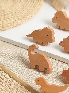 PL Wooden Door Handles Dinosaur Cute Hook Animal Wood Furniture Handles Creative Window Cupboard Wardrobe Pulls Cabinets Drawers Knobs Kitchen