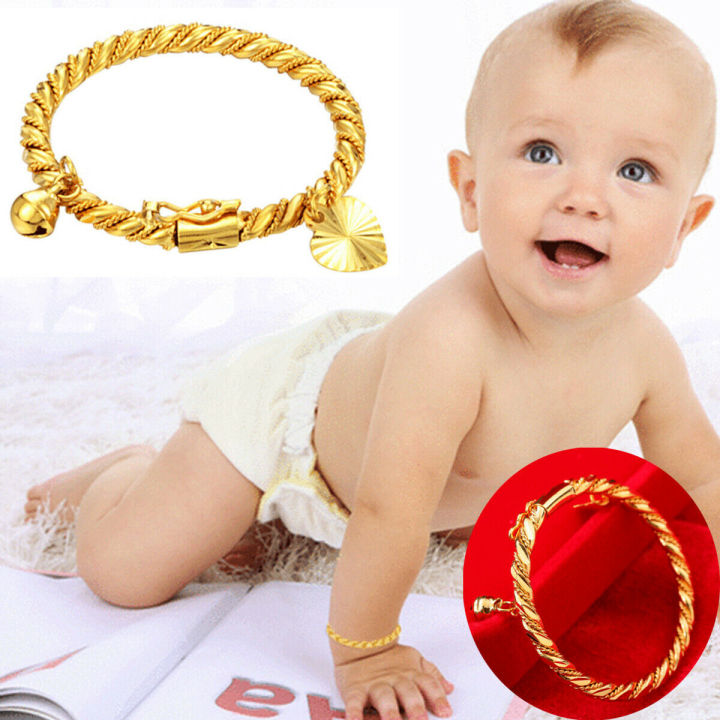 CHINO LINK 10K SOLID YELLOW GOLD BRACELET FOR BABY(TEJIDO CHINO). -