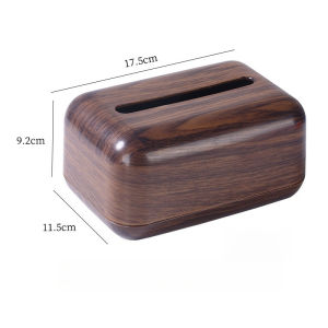 Mishilei Walnut Wood Grain Plastic Tissue Box Living Room Dining Table Office Desktop Paper Box Antique Style Storage Box