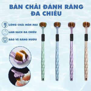 Bộ Bàn Chải Đánh Răng 3 Mặt Chữ U Hộp 4 Cây – 4 Màu Phối | Lông Mềm 0.01mm Chà Lưỡi
