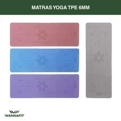 Matras Yoga TPE 6mm Wannalife | Free Tas Mat Pilates Tebal Elastis Senam Aerobic Wannafit