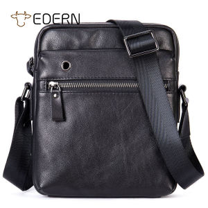 EDERN กระเป๋าแมสเซนเจอร์หนังวัวแท้สำหรับผู้ชายกระเป๋าสะพายไหล่หนังแท้กระเป๋าสะพายข้างแฟชั่นลำลองความจุขนาดใหญ่กระเป๋าสลิงเดินทางกลางแจ้ง