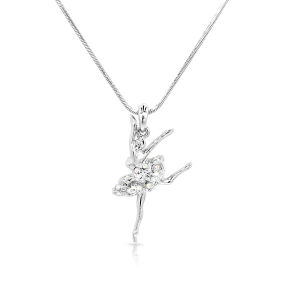 SO SEOUL Ballerina Dancer Attitude Ballet Aurore Boreale Crystal Pendant Necklace-Gift for Girls