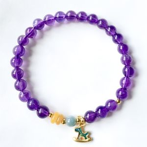 Thousand Crystals and Ten Thousand Beads Natural Amethyst Jadeite Pony Pendant Beaded Bracelet for Live Streaming and Street Selling diy Womens bracelet 2026