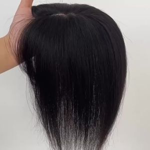 Insta-Worthy 100% Real Human Hair Boost Volume of Hair Seamless Natural Black and Dark Brown Topper Cover Thin or White Hair Light Breathable Base for Confidence For Women