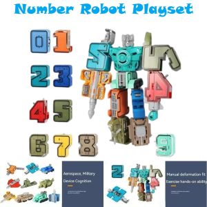 Ready Stock 0-9 Transformers Number Robot Toys Digital Assembly Toys Educational toys Car Toys Mainan Robot
