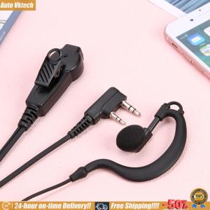 2 Pin Walkie Talkie Headset K-Plug PU Wired Walkie Talkie Headset Earphones Dual PTT G Type with Microphone for Kenwood Baofeng 888S TYT