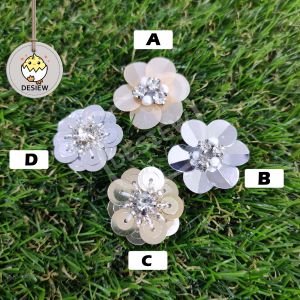 5pc 2.5cm Sew On Handmade 3D Flower Sequins Jahit Bunga 3D