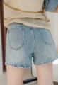 Quần short jeans túi kiểu trơn xanh LENCLOTHING 9748. 