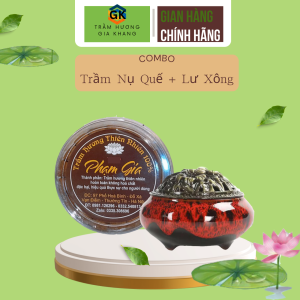 COMBO 2 Hộp Nhang Nụ trầm hương Mùi vị QUẾ và Lư xông gốm GIA KHANG Trầm Hương hộp 35 nụ đốt xông nhà tăng vượng khí hút tài lộc thanh lọc không khí.
