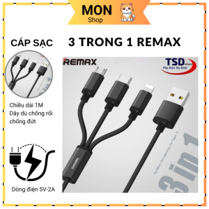 Cáp sạc nhanh Remax 3 đầu đa năng 3 in 1 Cáp sạc 3 trong 1 Lighting- Micro USB- Type C [Remac RC131TH]