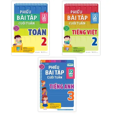 Sách Combo Phiếu Bài Tập Cuối Tuần Toán Tiếng Việt Tiếng Anh Lớp 2 (Global)