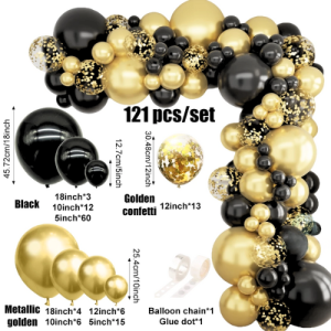 Set Balon Arch Garland Kit Chrome Emas Lateks Hitam Gold untuk Pernikahan Wisuda Perayaan Pesta Ulang Tahun Pesta Dekorasi